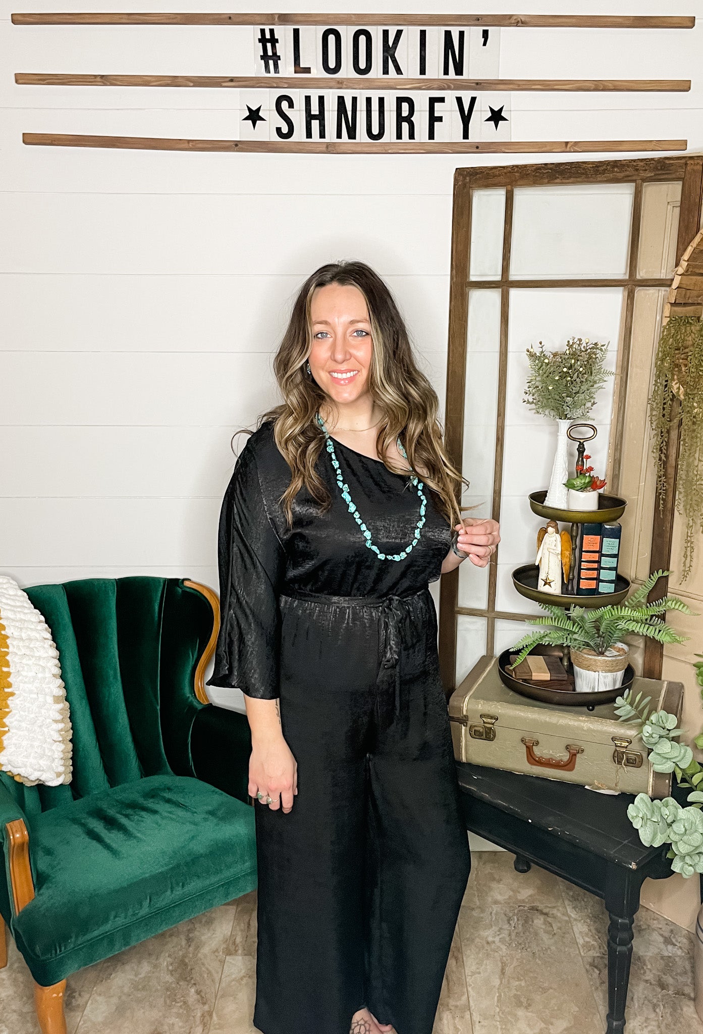Black Satin Jump Suit