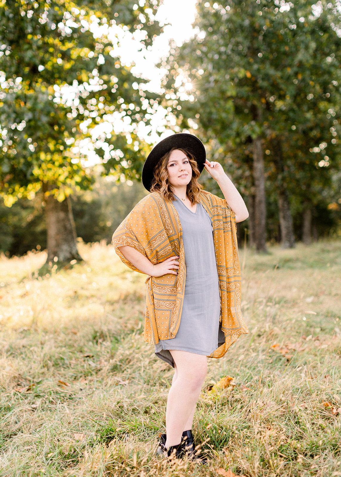 Chambray V Neck Dress